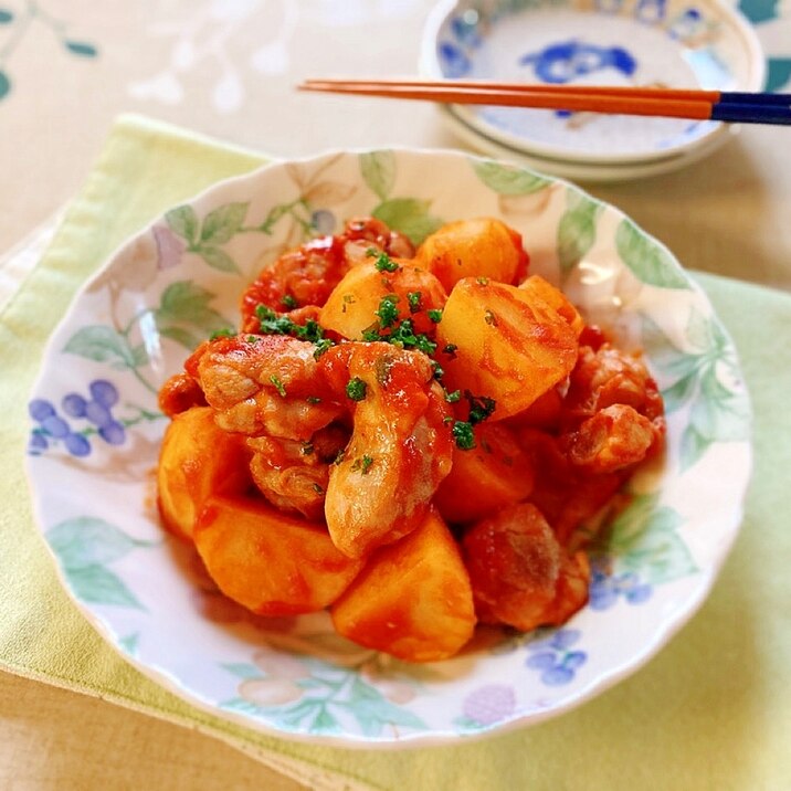 じゃが芋と鶏肉のケチャカレー炒め